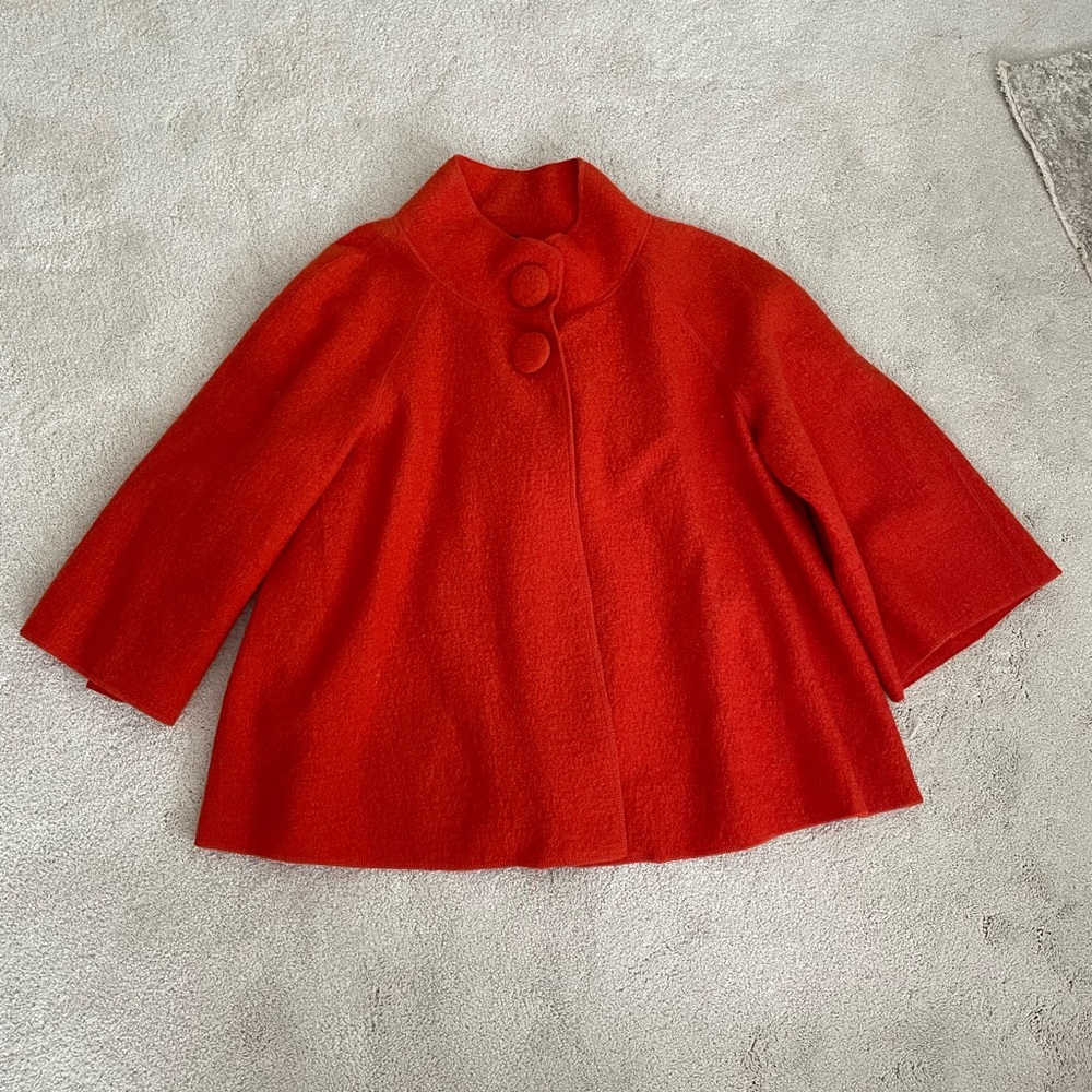 SANDRO ORANGE WOOL CAPE